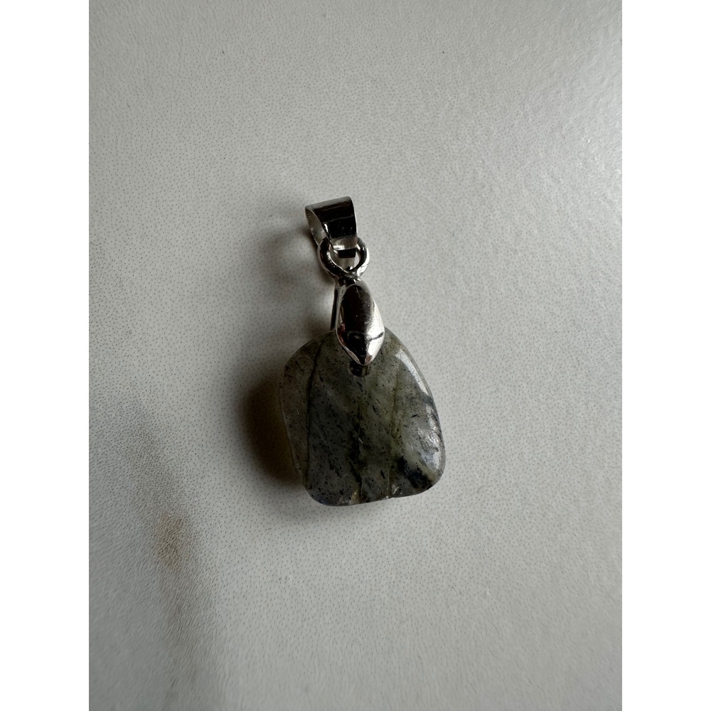 Natural Labradorite Pendant Blue Flash Silver Tone Mexico Gemstone Jewelry
